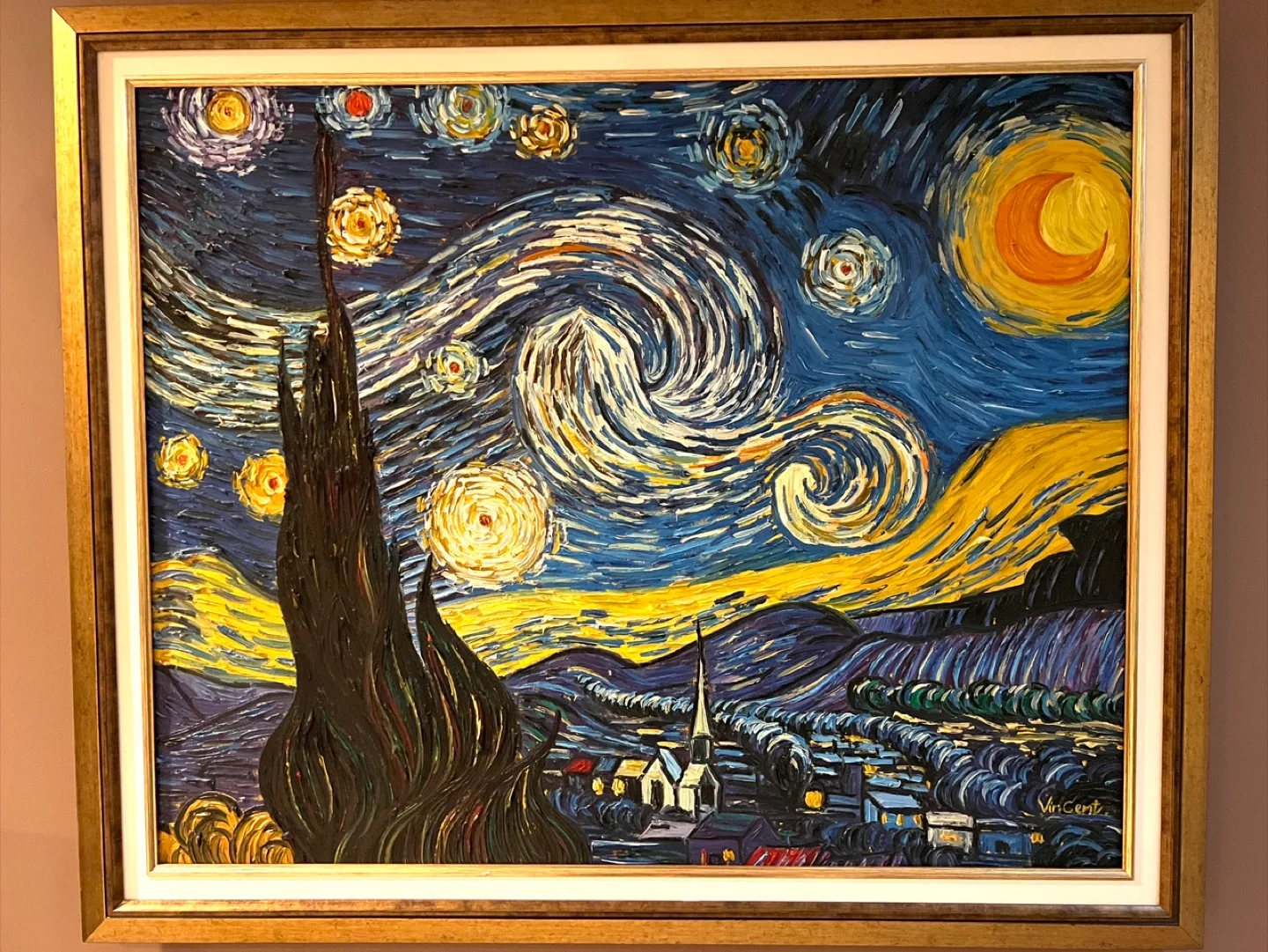 Framed Canvas Reproduction, Vincent van Gogh’s Starry Night image indicator(8)