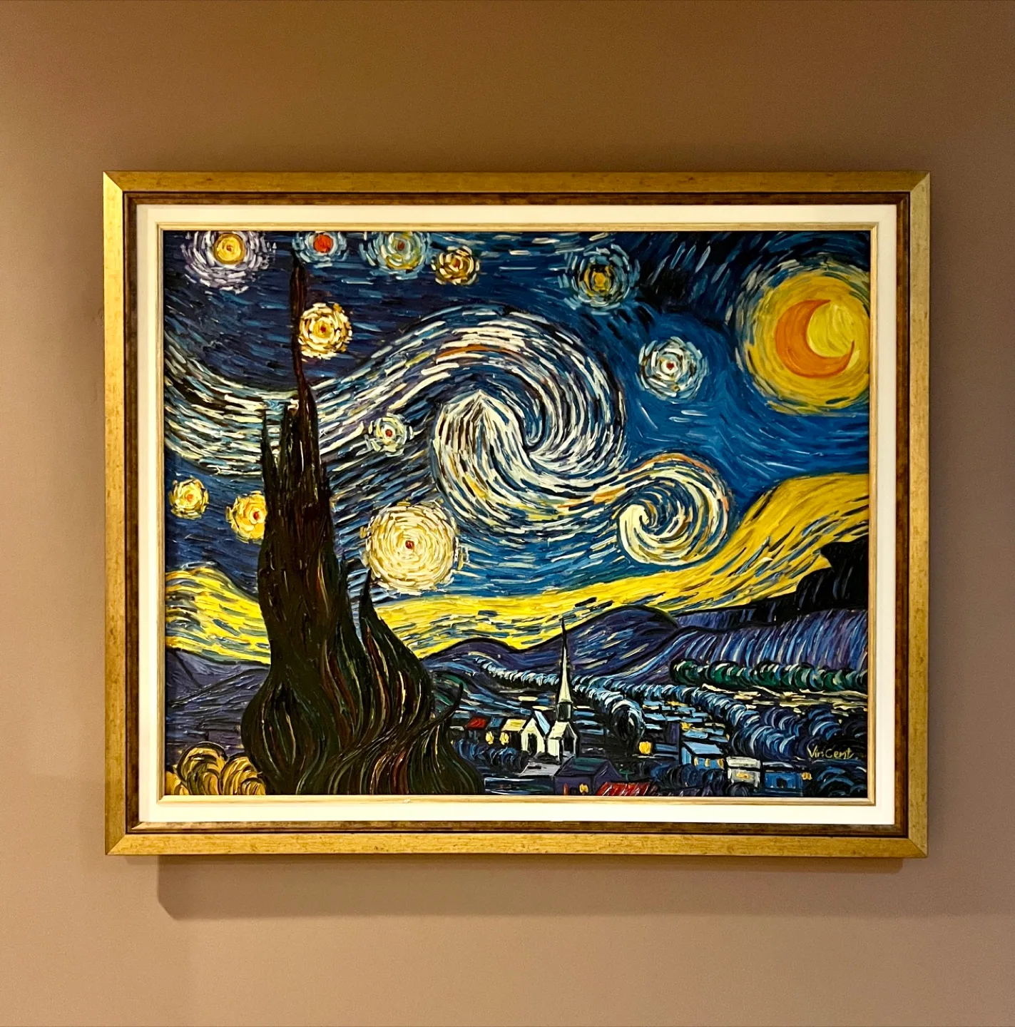 Framed Canvas Reproduction, Vincent van Gogh’s Starry Night image indicator(7)