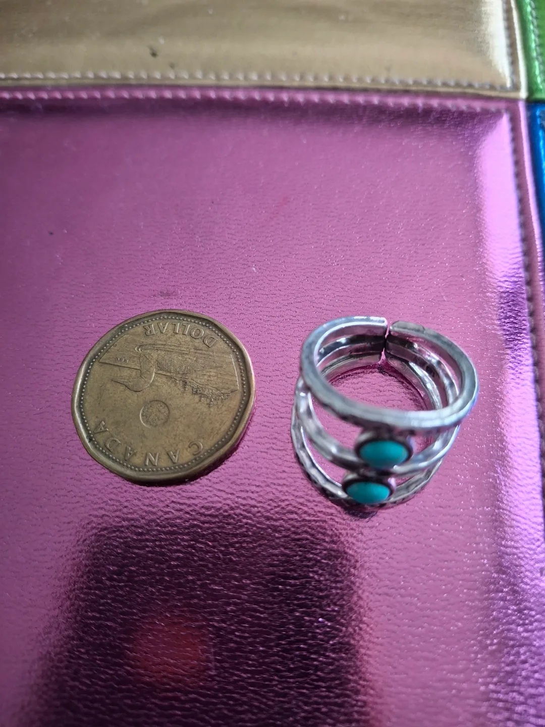 Silver ring with turquoise accents (stamped 925) image indicator(2)