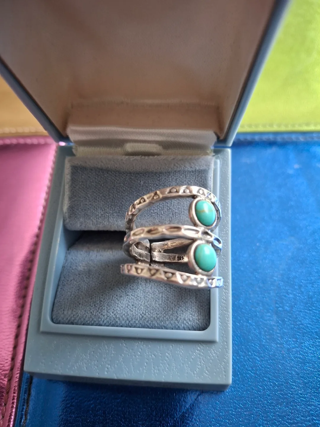 Silver ring with turquoise accents (stamped 925) image indicator(3)