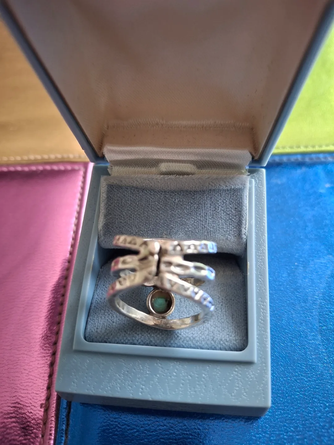 Silver ring with turquoise accents (stamped 925) image indicator(4)