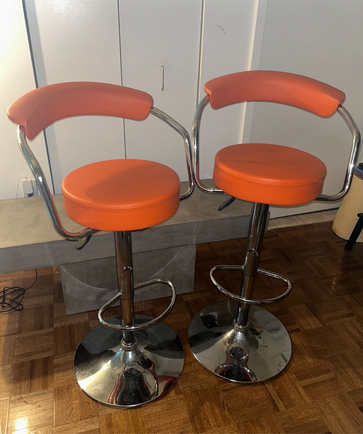 Orange Bar Stools (Set of 2)