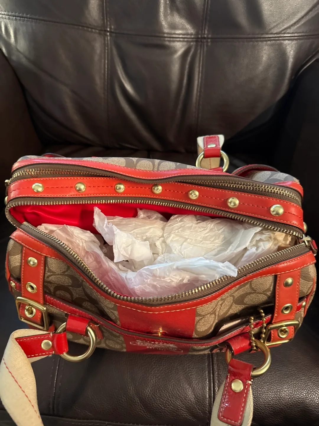 Coach Heritage Stripe Zip Satchel image indicator(2)