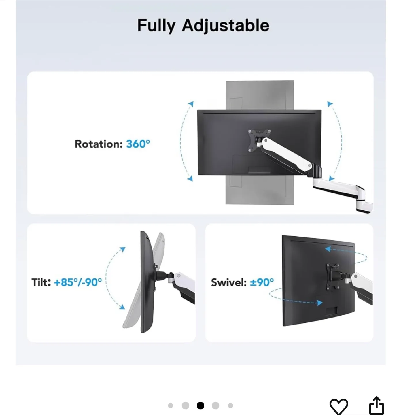 HUANUO Triple Monitor Mount - Supports 32" Screens image indicator(6)
