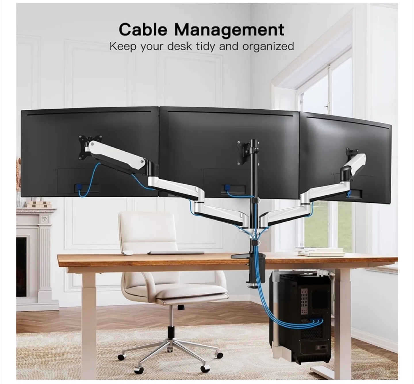 HUANUO Triple Monitor Mount - Supports 32" Screens image indicator(7)