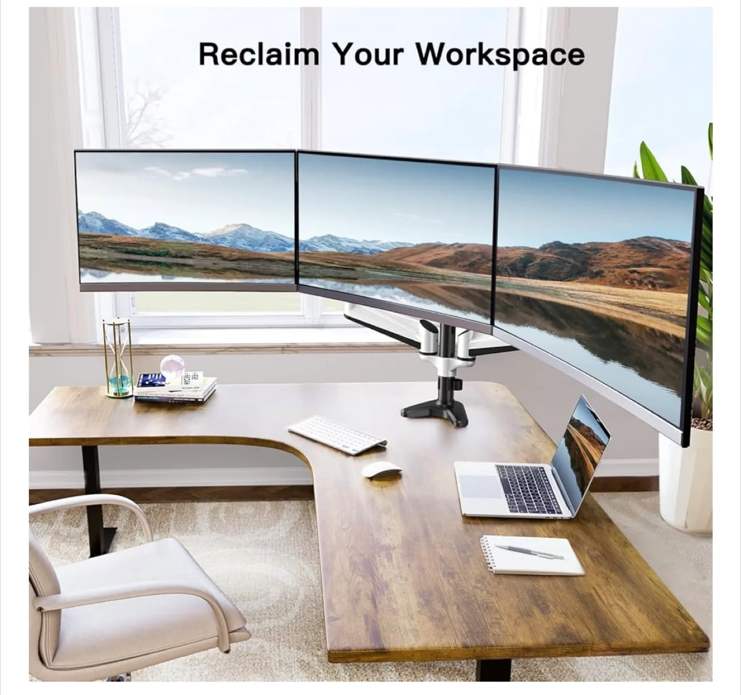 HUANUO Triple Monitor Mount - Supports 32" Screens image indicator(4)