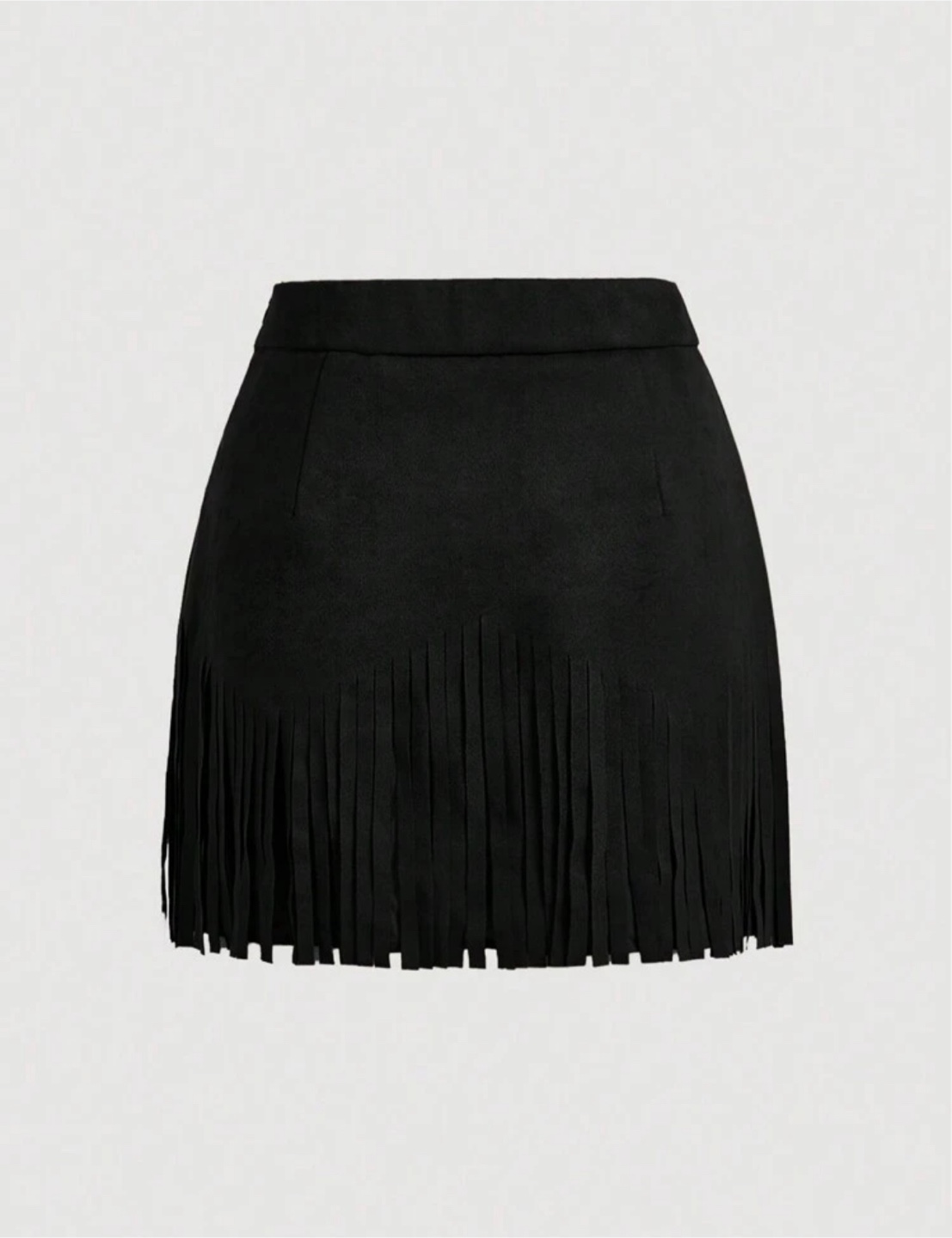 Brand New! Black Fringe Mini Suede Skirt - XL - photo 2