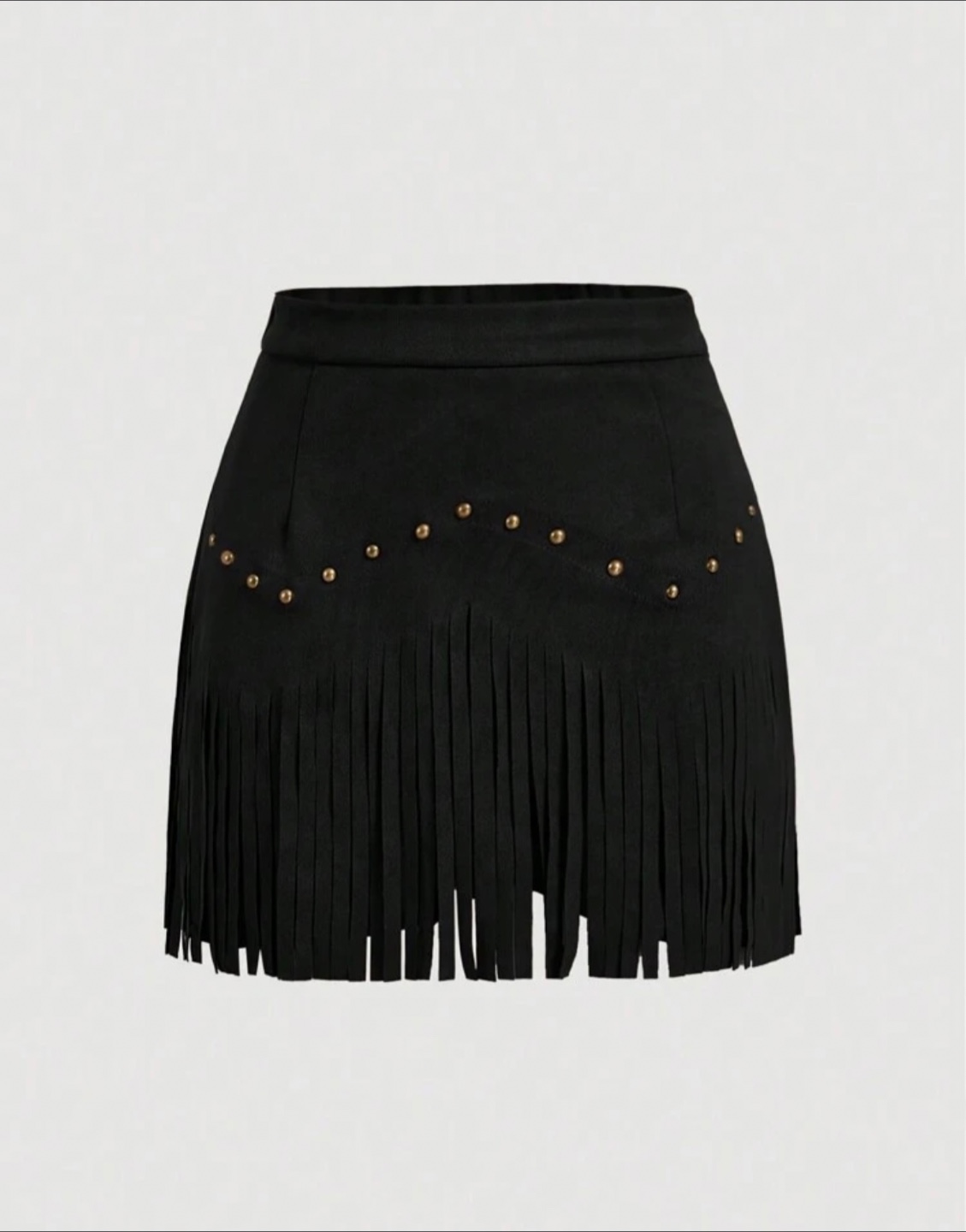 Brand New! Black Fringe Mini Suede Skirt - XL