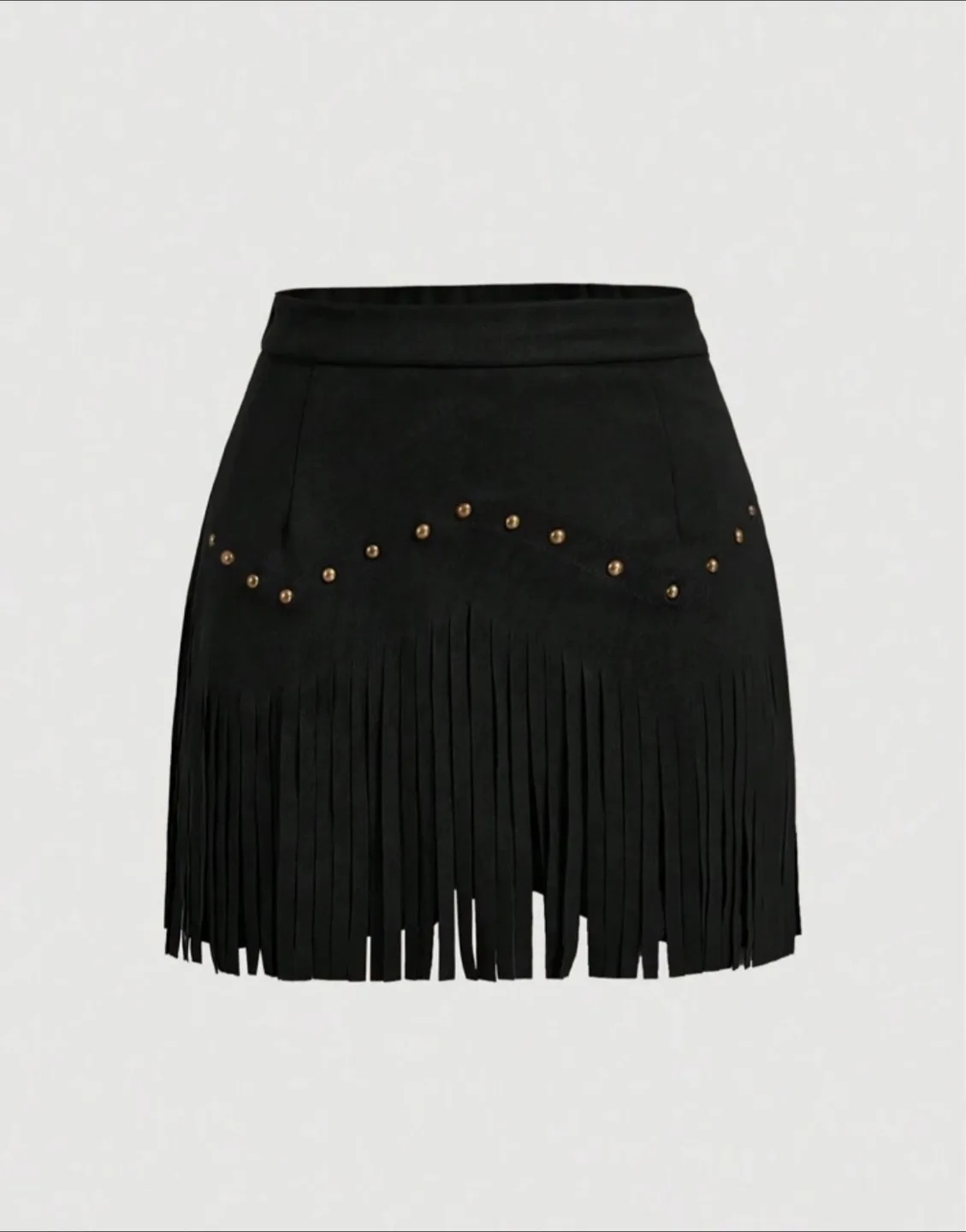 Brand New! Black Fringe Mini Suede Skirt - XL thumbnail