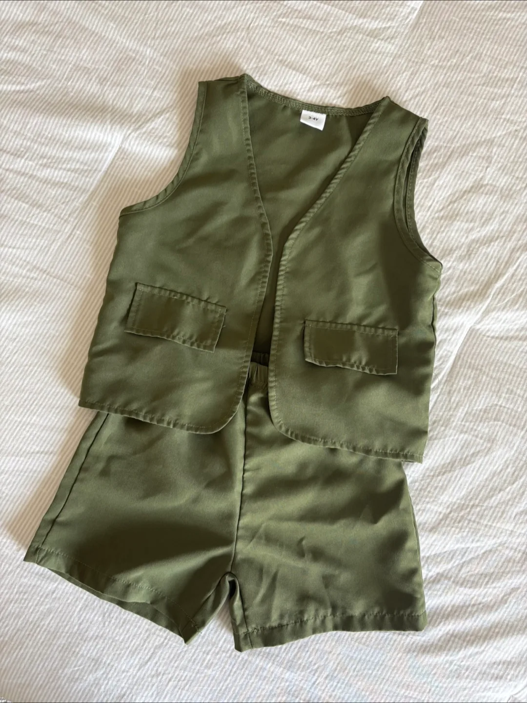 Olive Green Vest & Shorts Set - Size 3-4Y thumbnail