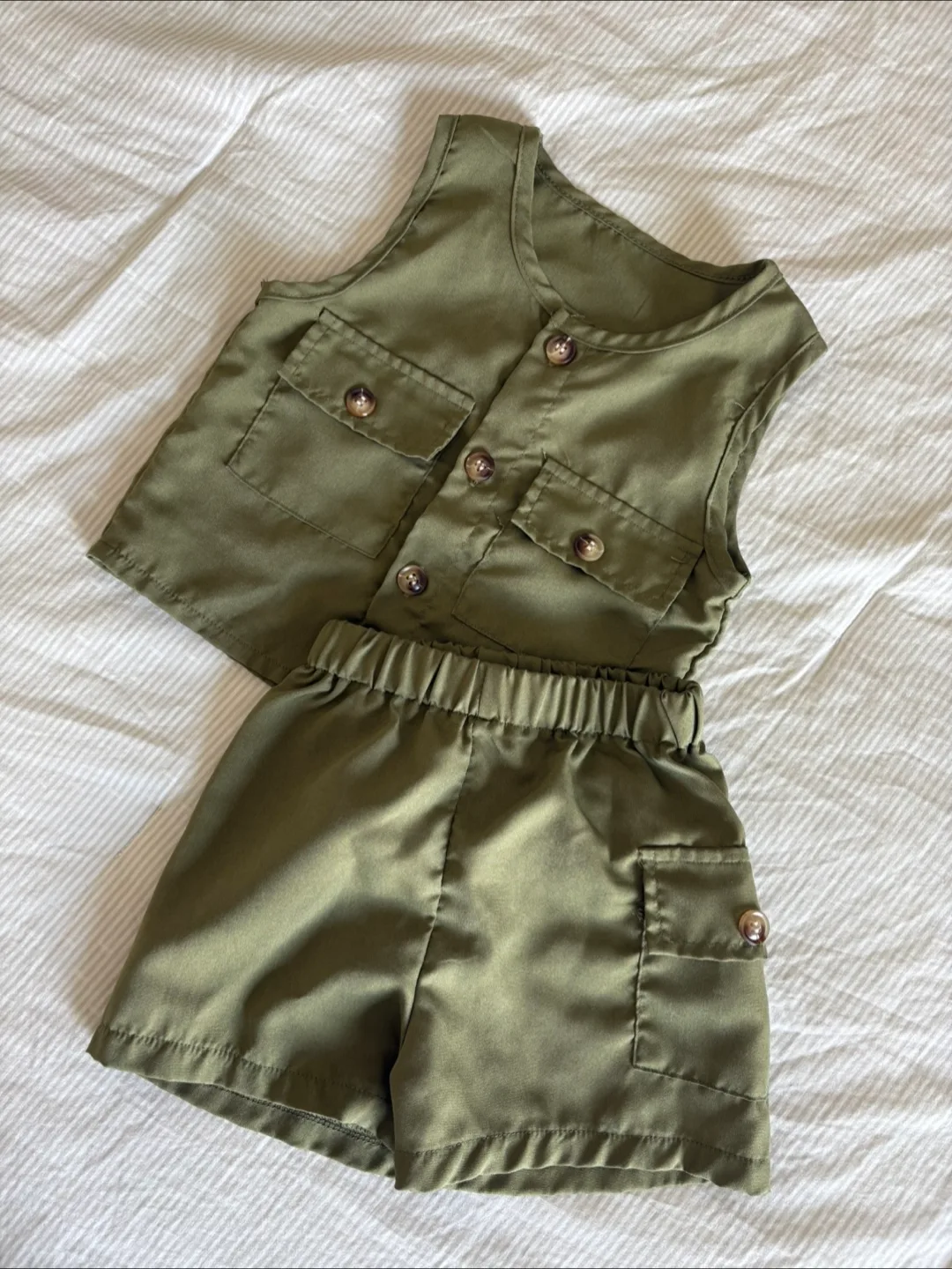 Olive Green Baby Safari Outfit thumbnail