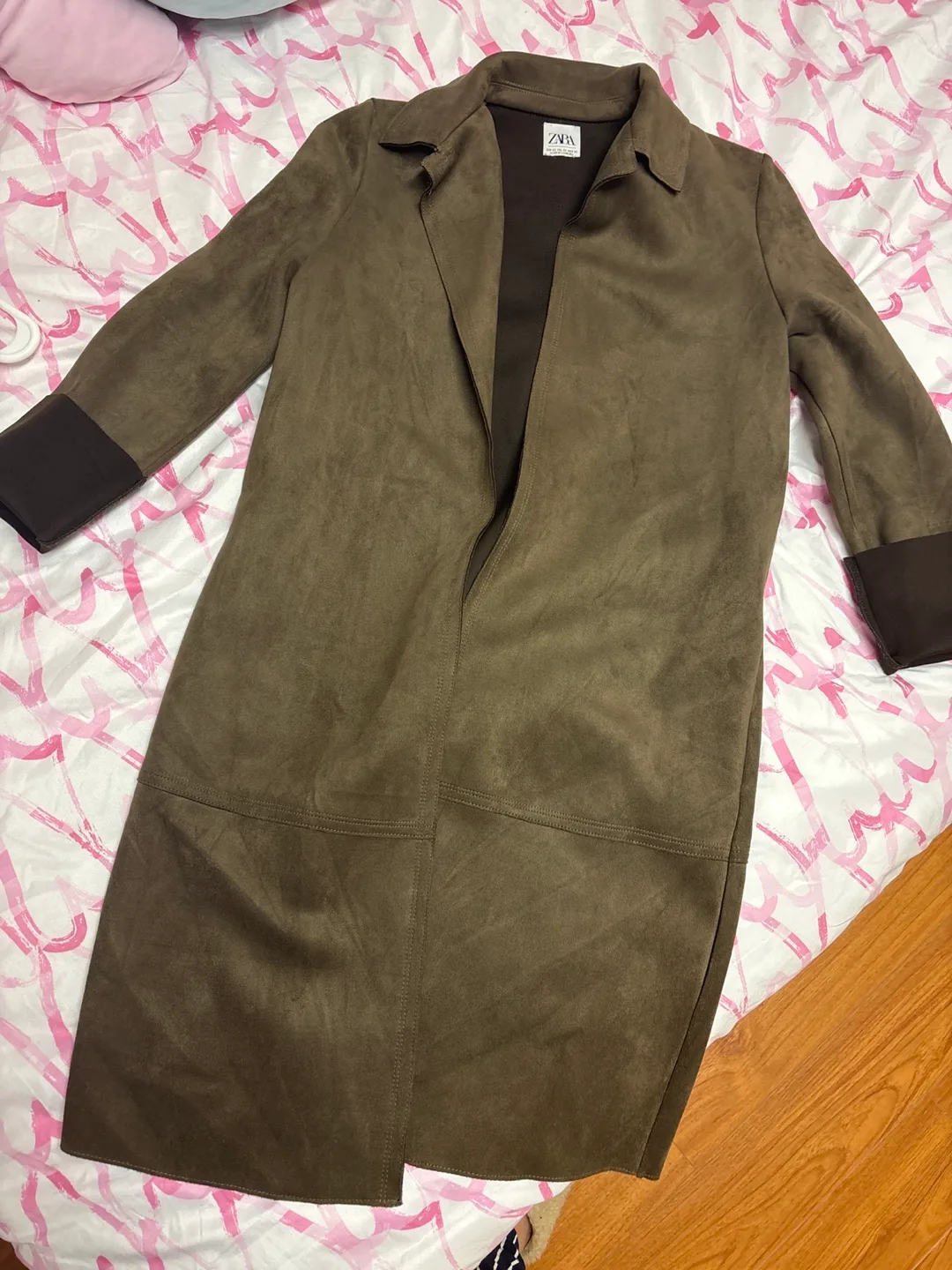 Zara Brown Suede-like Trench Coat thumbnail