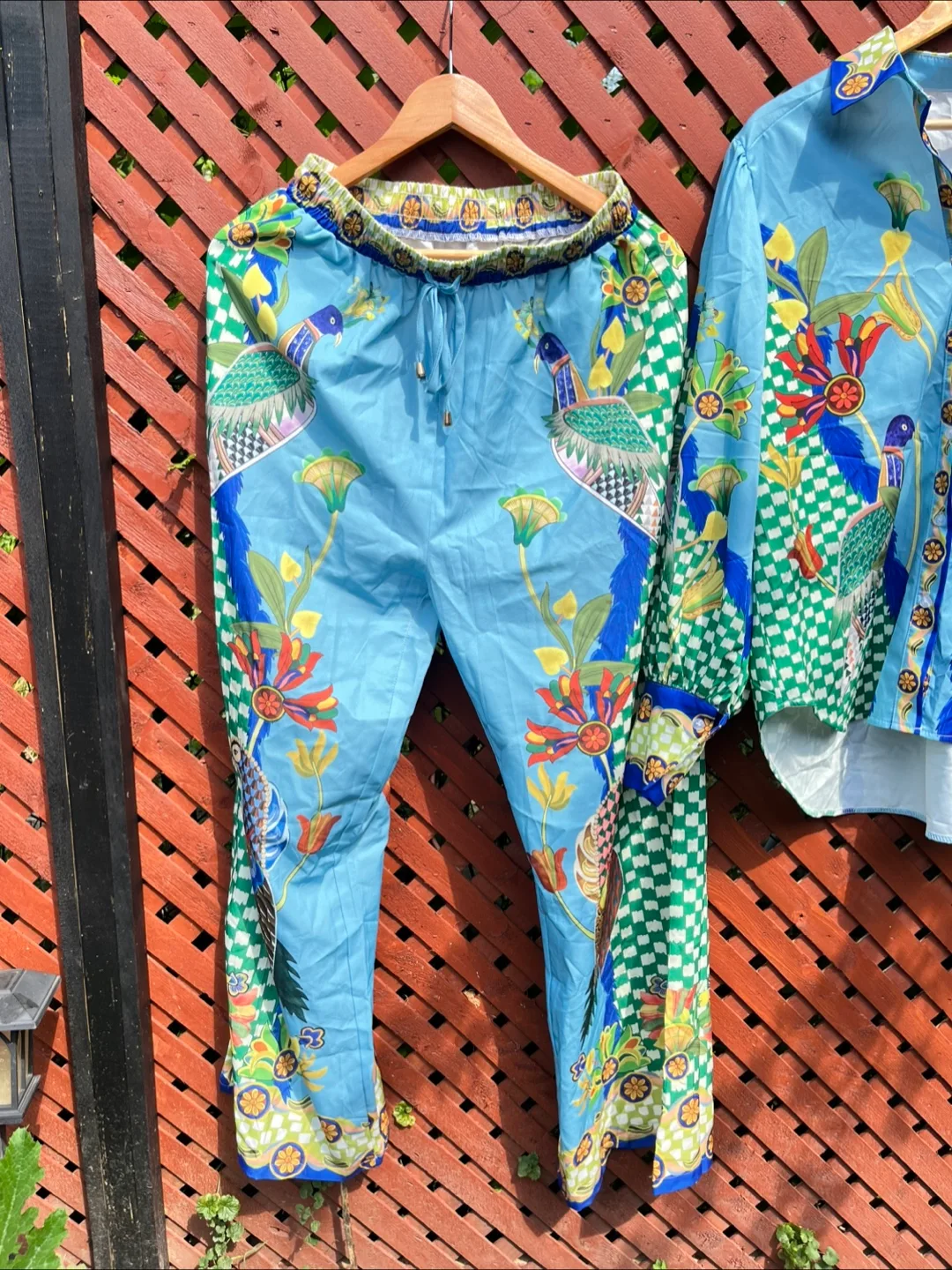 Matching Blue Floral Print Shirt & Pants Set image indicator(4)