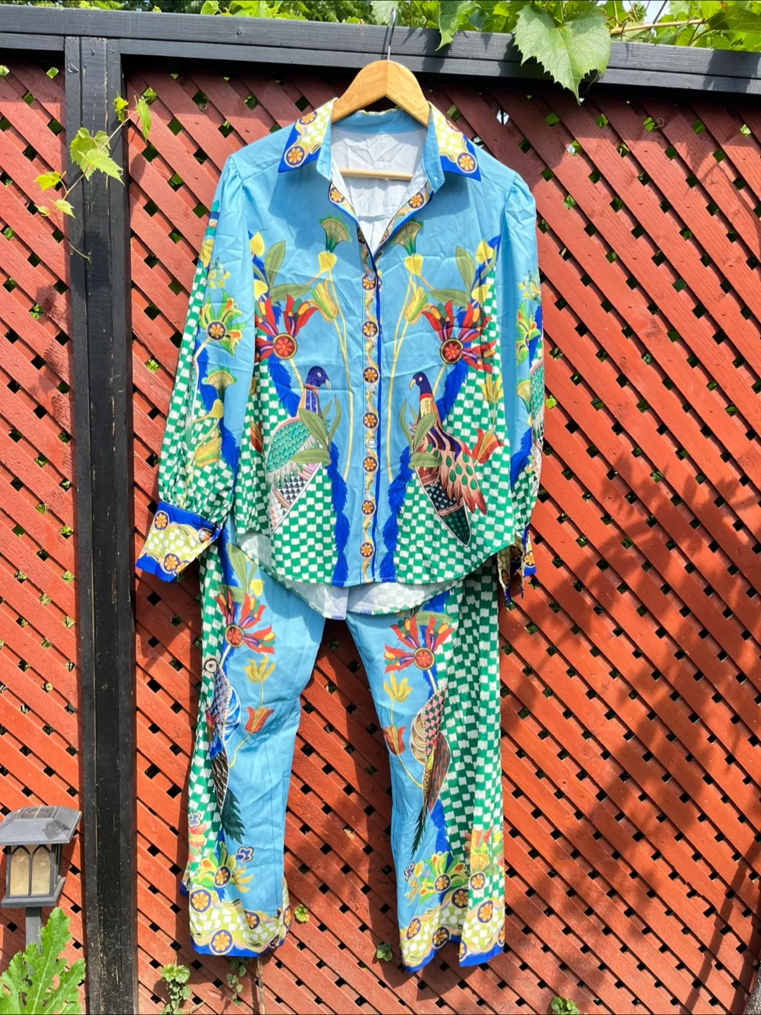 Matching Blue Floral Print Shirt & Pants Set image indicator(7)