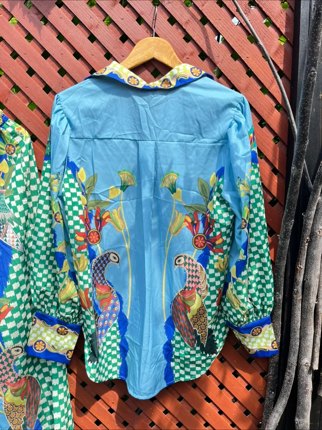 Matching Blue Floral Print Shirt & Pants Set image indicator(9)