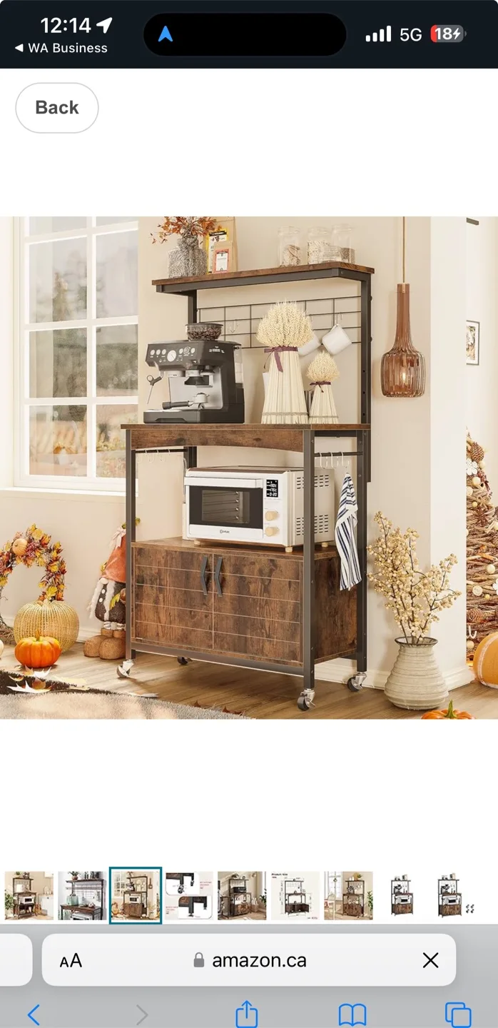 Bestier Bakers Rack w/ Storage Cabinet image indicator(5)