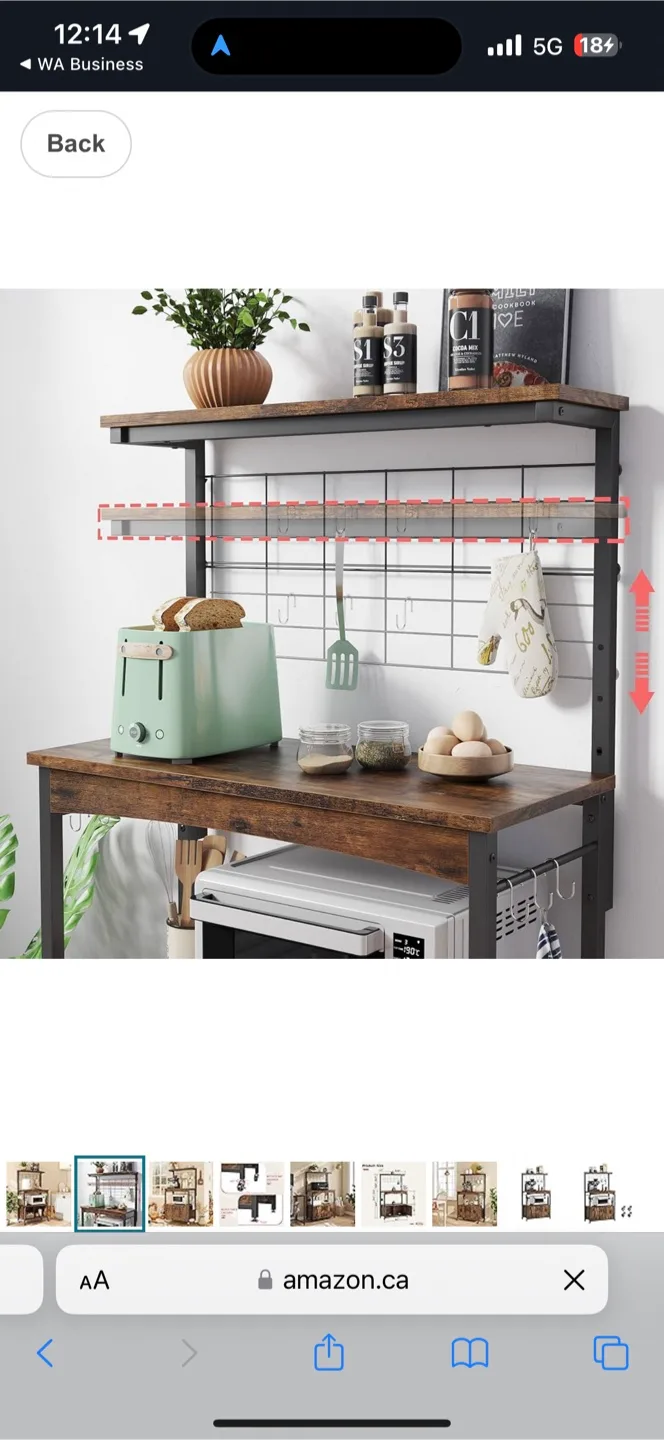 Bestier Bakers Rack w/ Storage Cabinet image indicator(4)