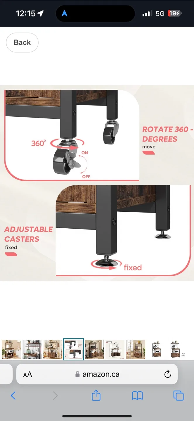 Bestier Bakers Rack w/ Storage Cabinet image indicator(6)