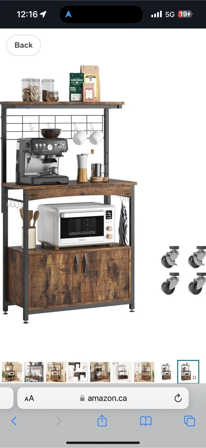 Bestier Bakers Rack w/ Storage Cabinet image indicator(8)