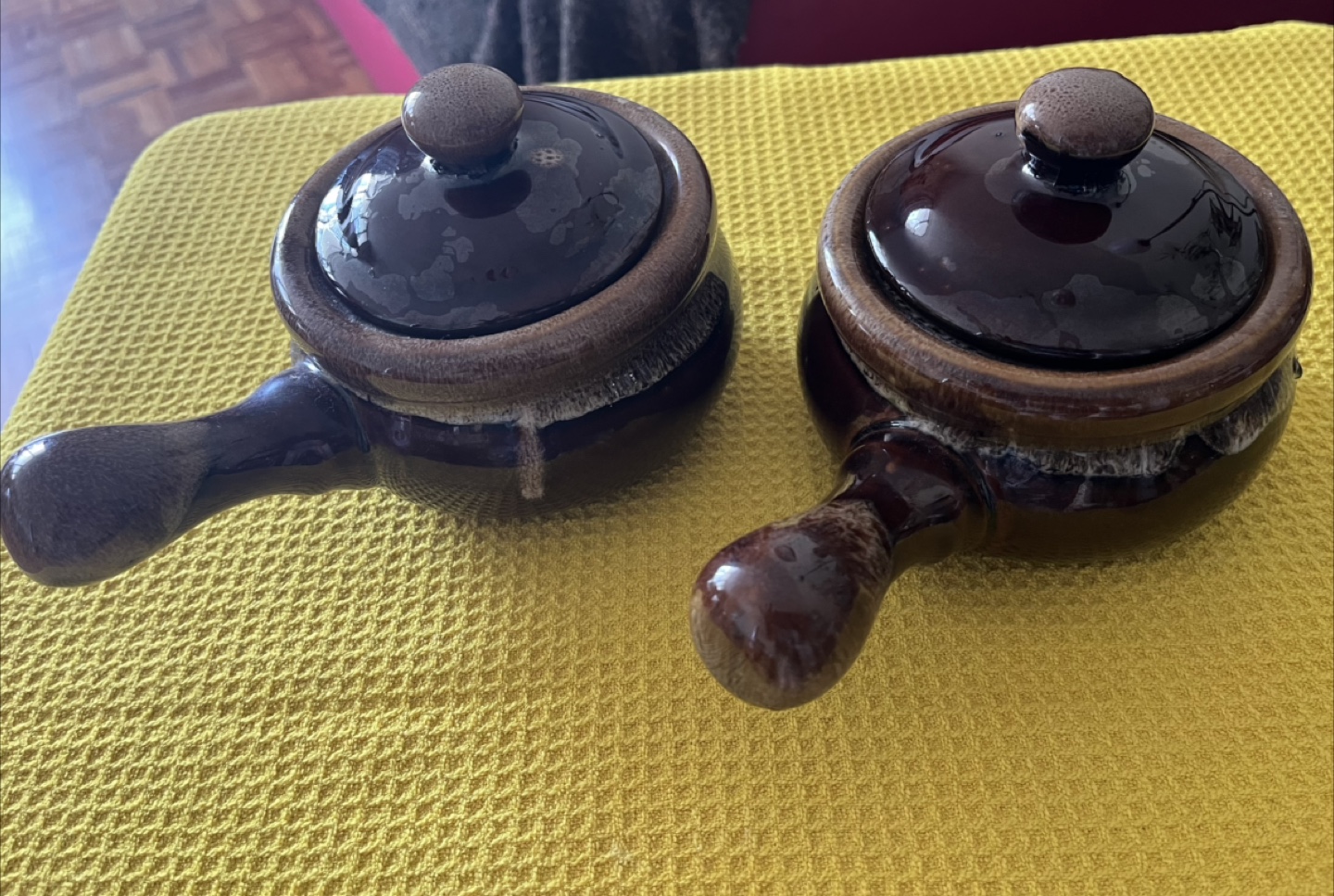 Vintage French onion soup bowls with lids (set of 2)