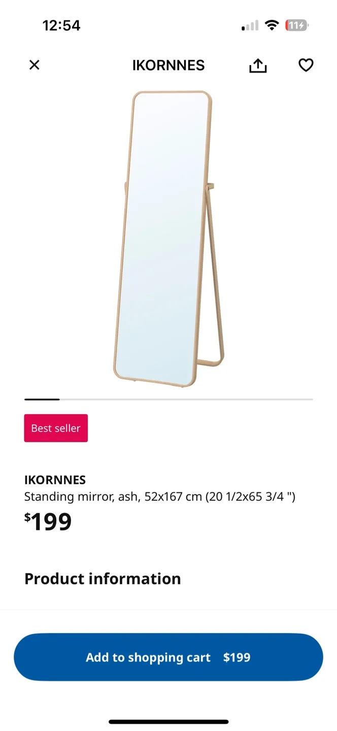Ikea IKORNNES Standing Mirror, Ash image indicator(5)
