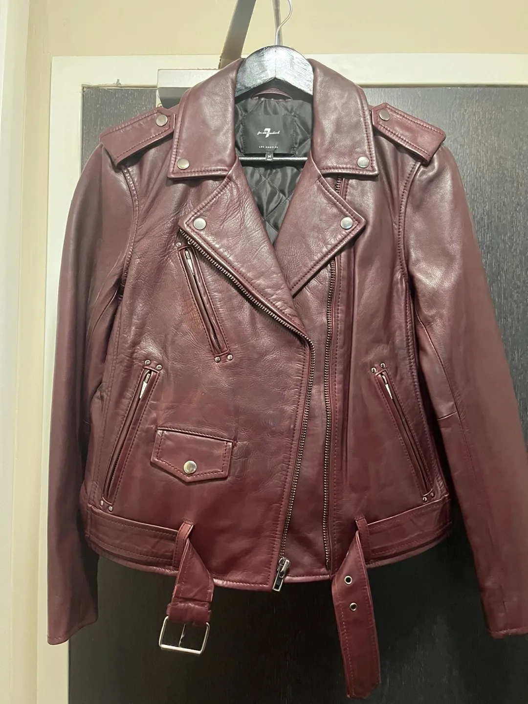 Brand New! 7 For All Mankind Leather Biker Jacket - M thumbnail