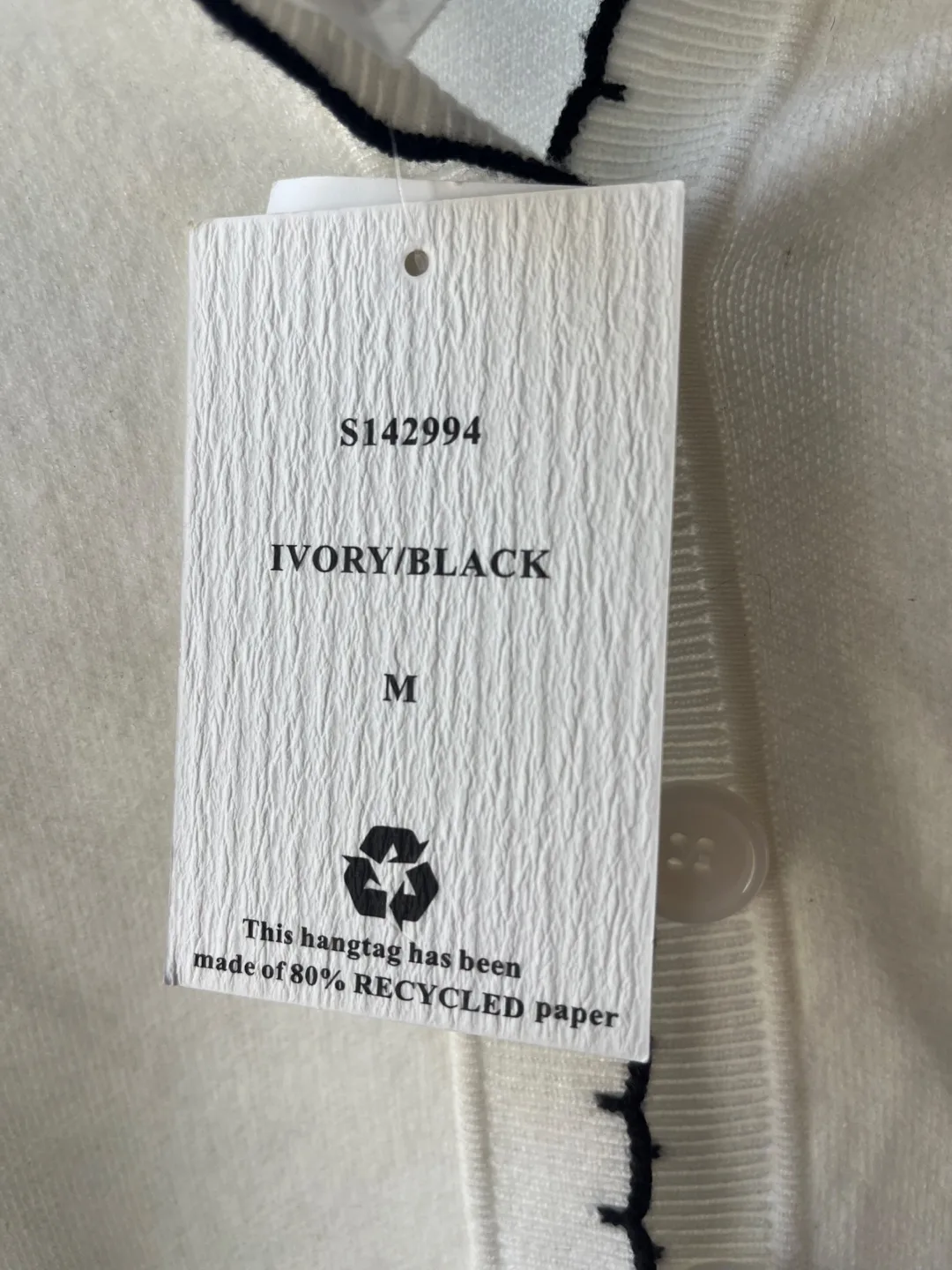 Willow & Wind Ivory/Black Cardigan - Size M image indicator(3)