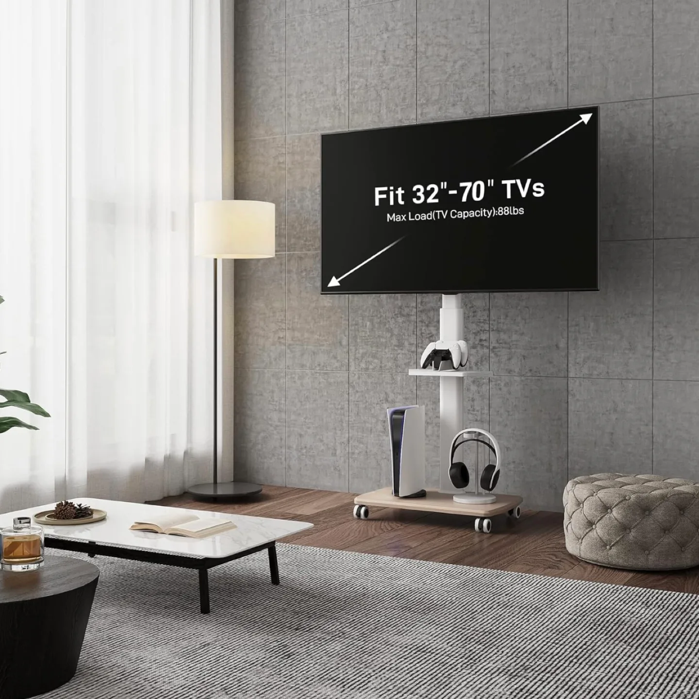 Rolling TV Stand for 32"-70" TVs image indicator(3)