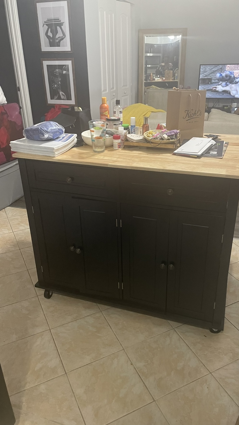 Black Kitchen Island (Barstools NOT included)