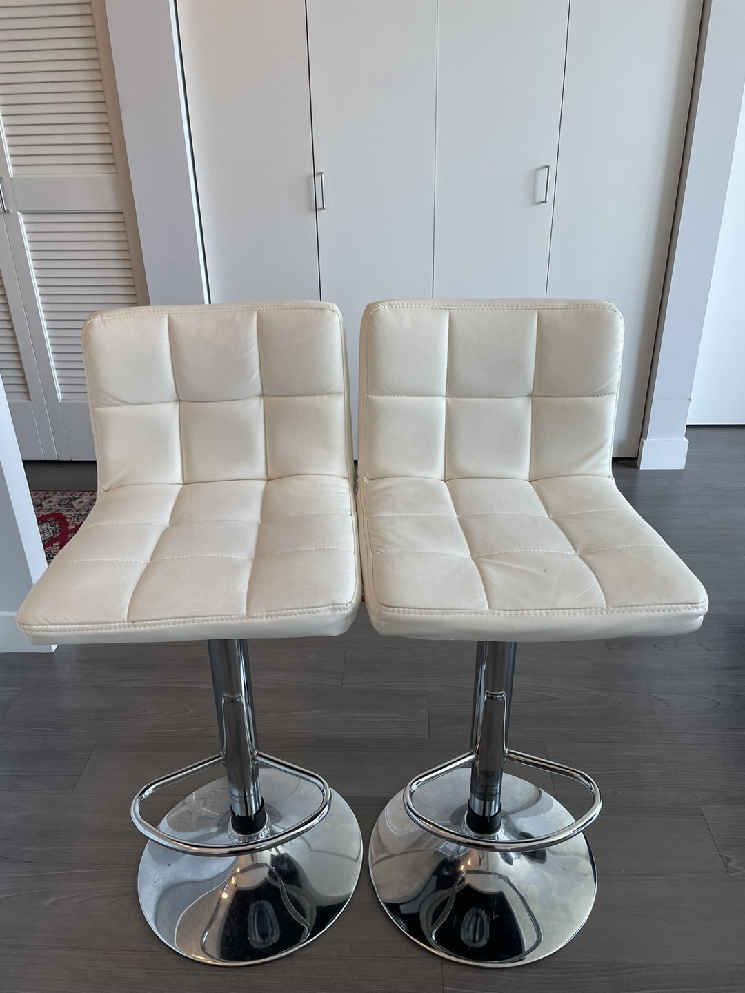 White Adjustable Bar Stools (set of 2)