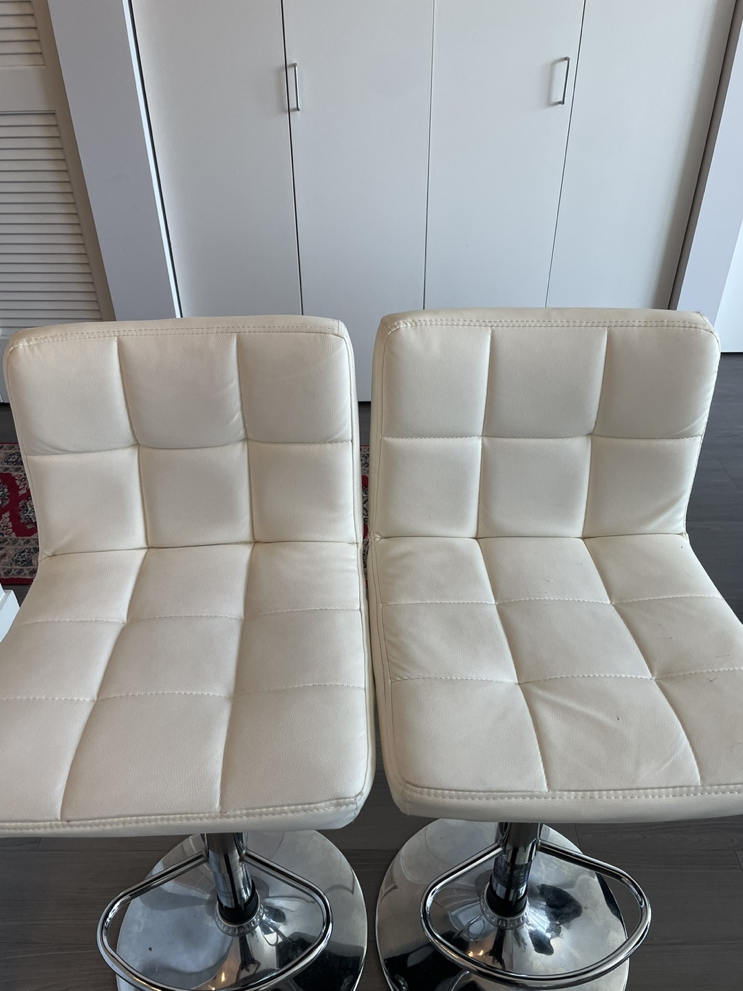 White Adjustable Bar Stools (set of 2) - photo 2