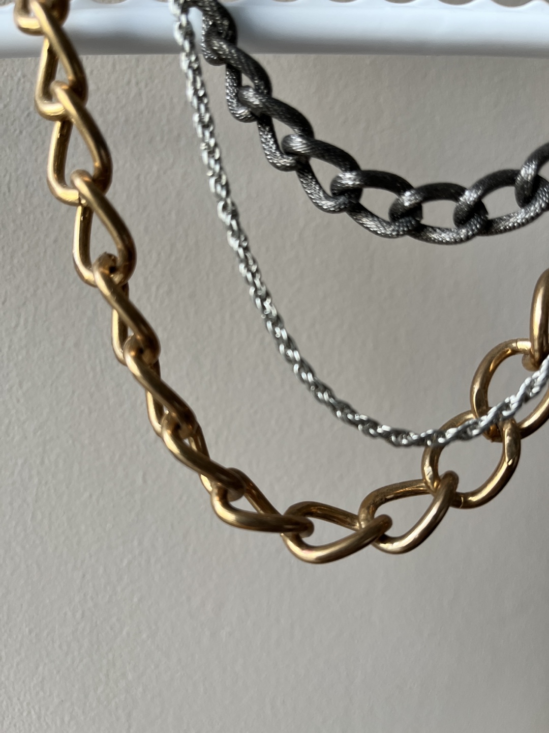 Layered Chain Necklace - Gold, Silver, Grey - photo 2