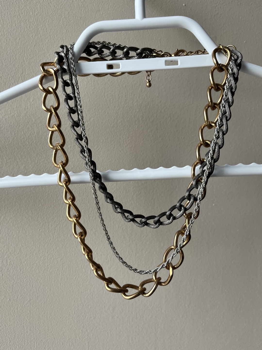 Layered Chain Necklace - Gold, Silver, Grey