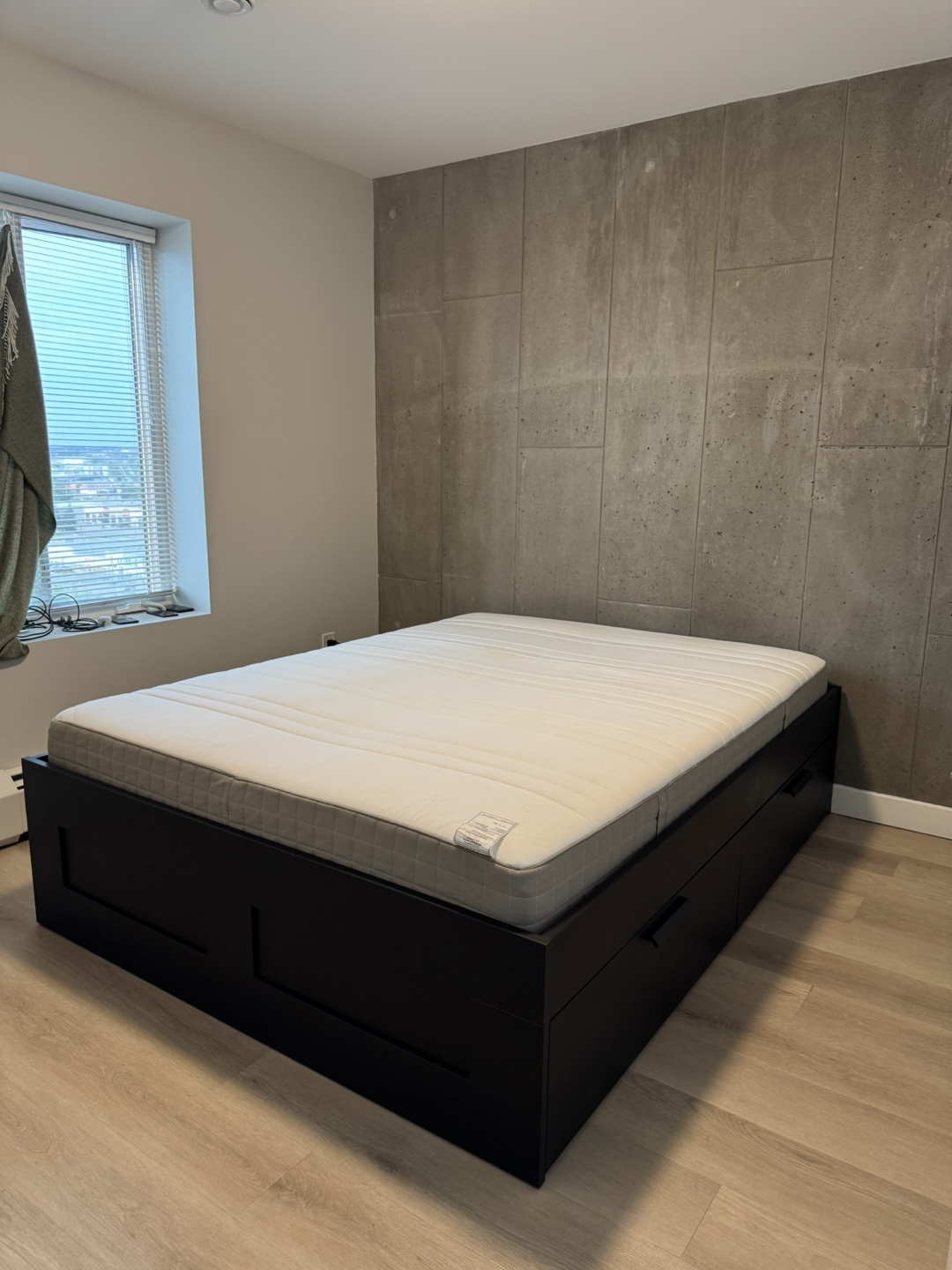 Queen Size IKEA Brimnes Bed Frame with 4 drawers and Mattress