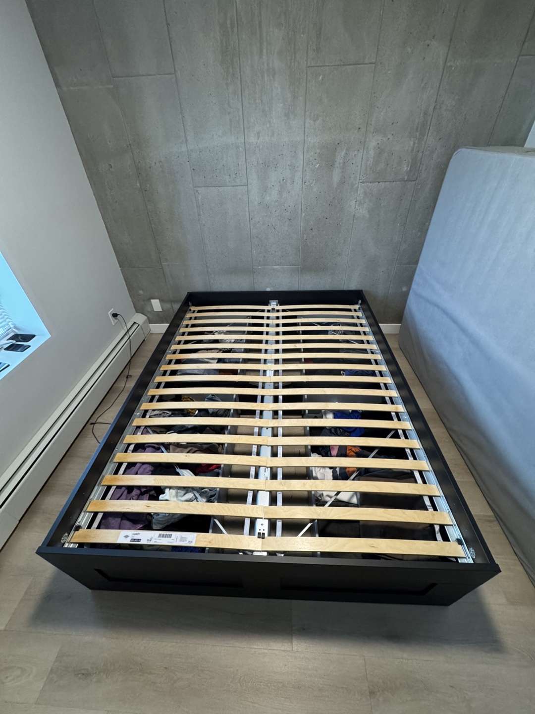 Queen Size IKEA Brimnes Bed Frame with 4 drawers and Mattress - photo 2