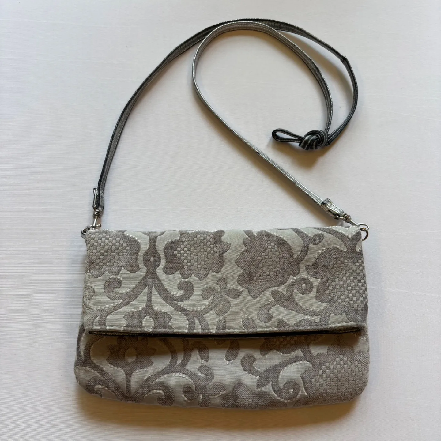 Target Limited Edition Silver Brocade Fold Over Crossbody Purse thumbnail