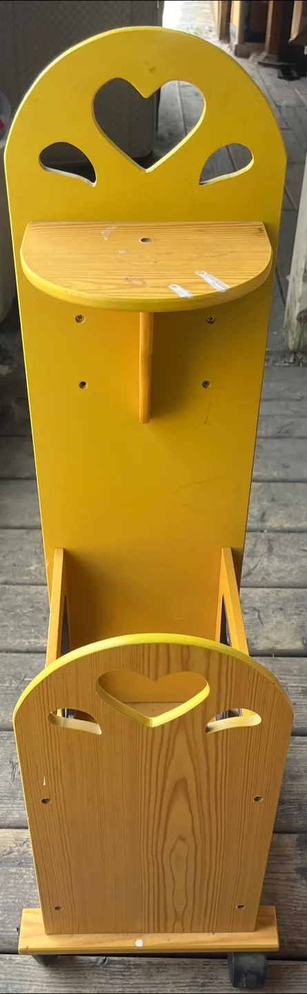 Yellow Wooden Rolling Storage Cart image indicator(3)