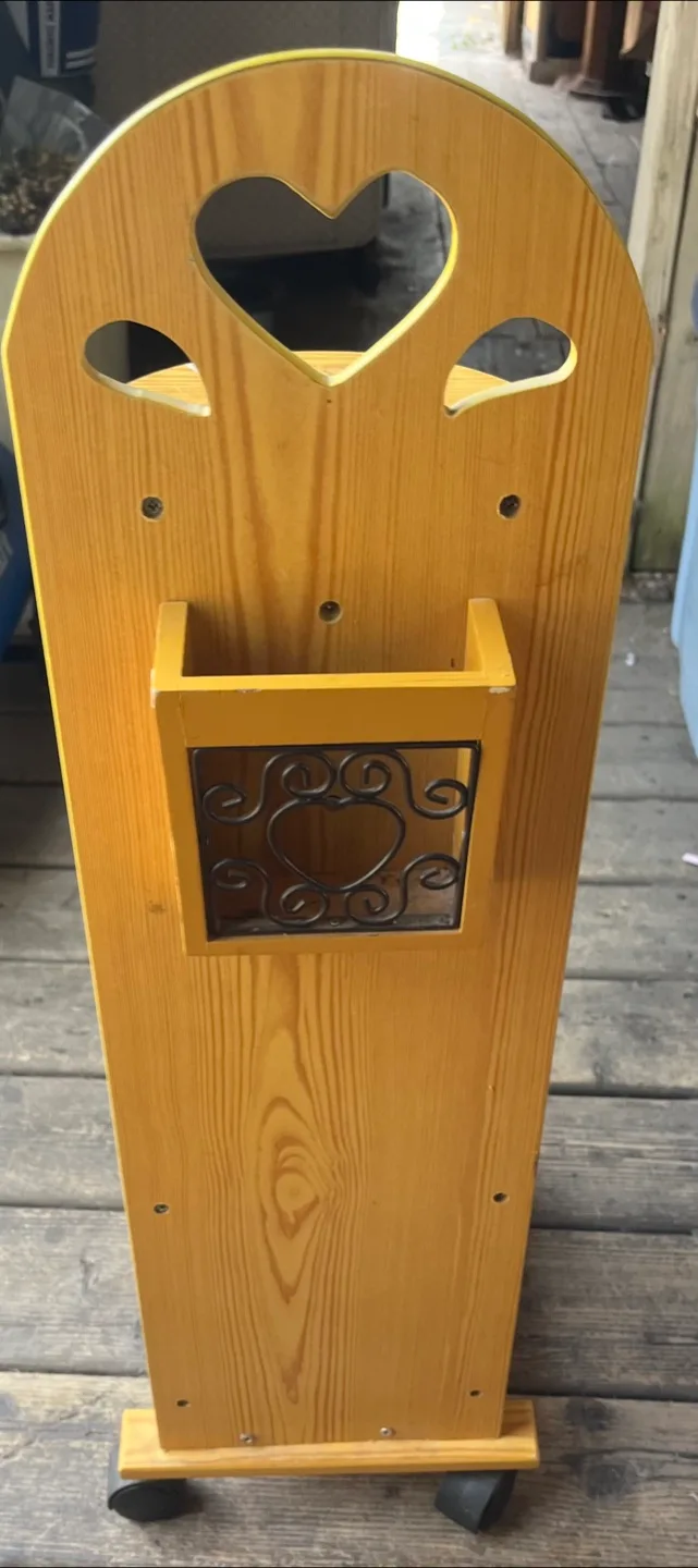 Yellow Wooden Rolling Storage Cart image indicator(2)