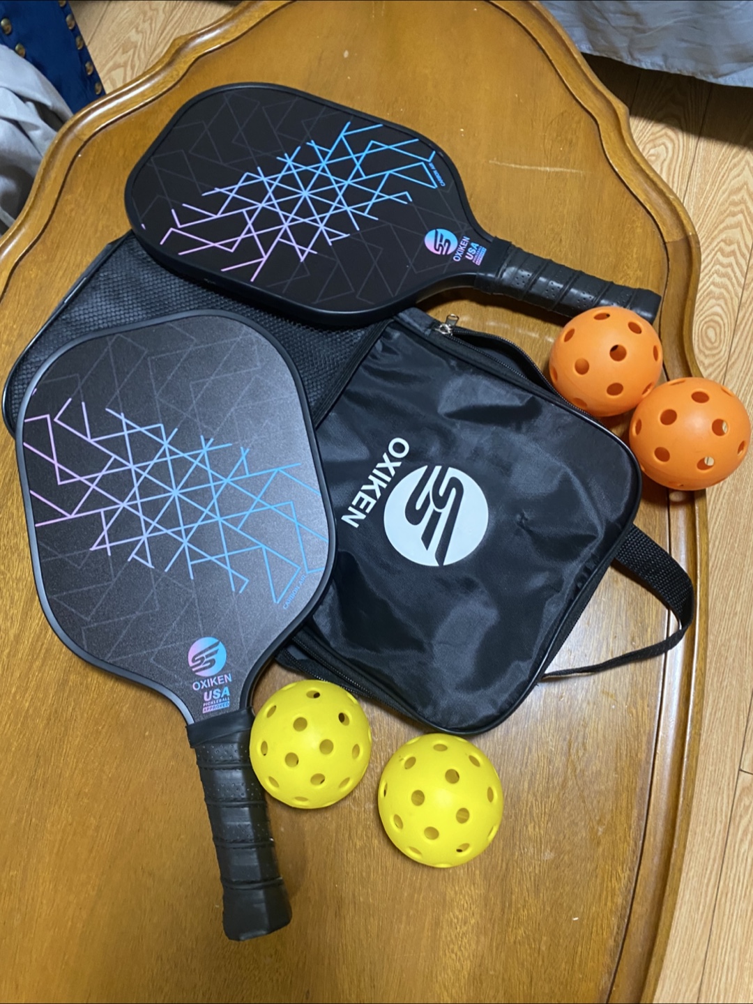 OIXIKEN 2 Paddle Pickleball Set w/ Balls & Bag