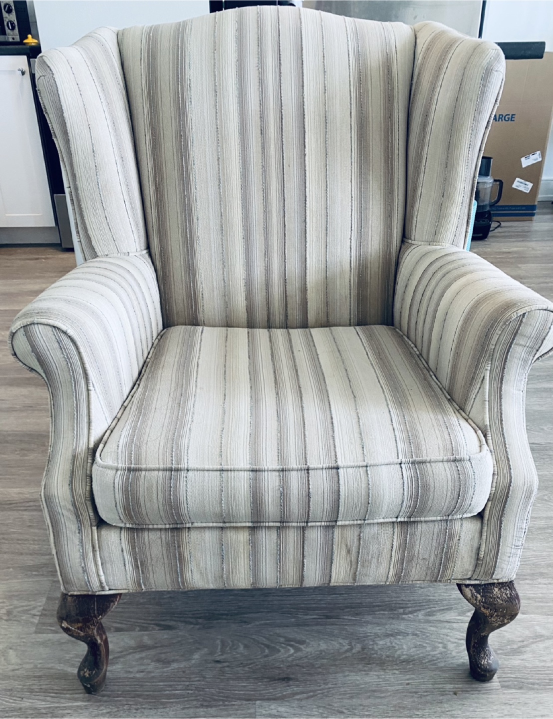 Striped Wingback Armchair