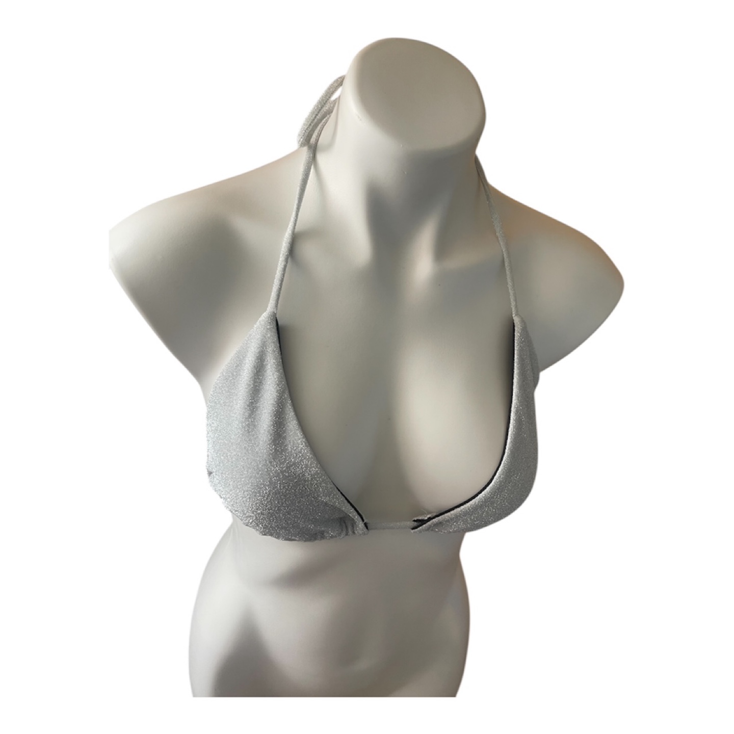 NWT Vintage 2000s Y2K Silver Glitter Bikini Top - photo 3