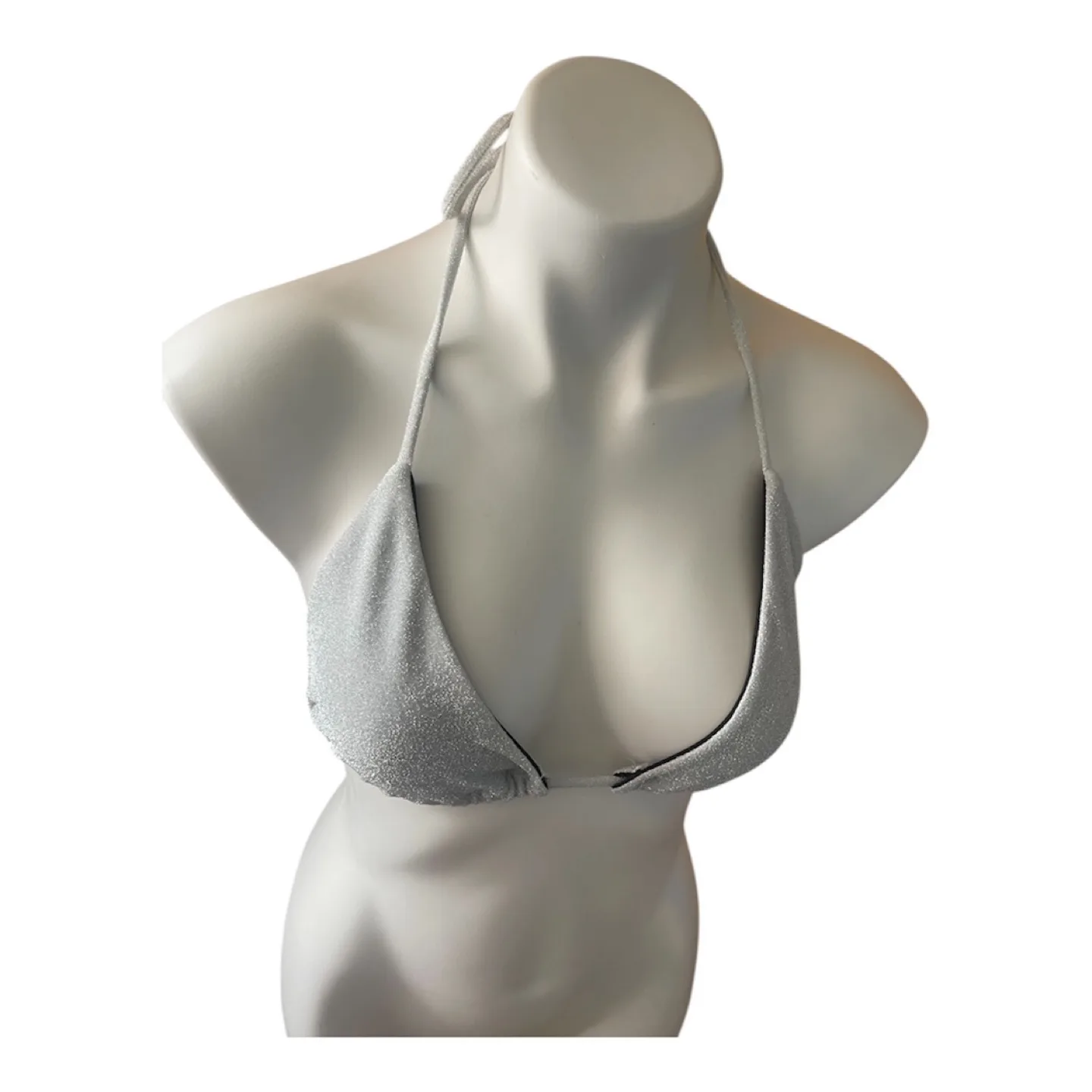 NWT Vintage 2000s Y2K Silver Glitter Bikini Top image indicator(3)