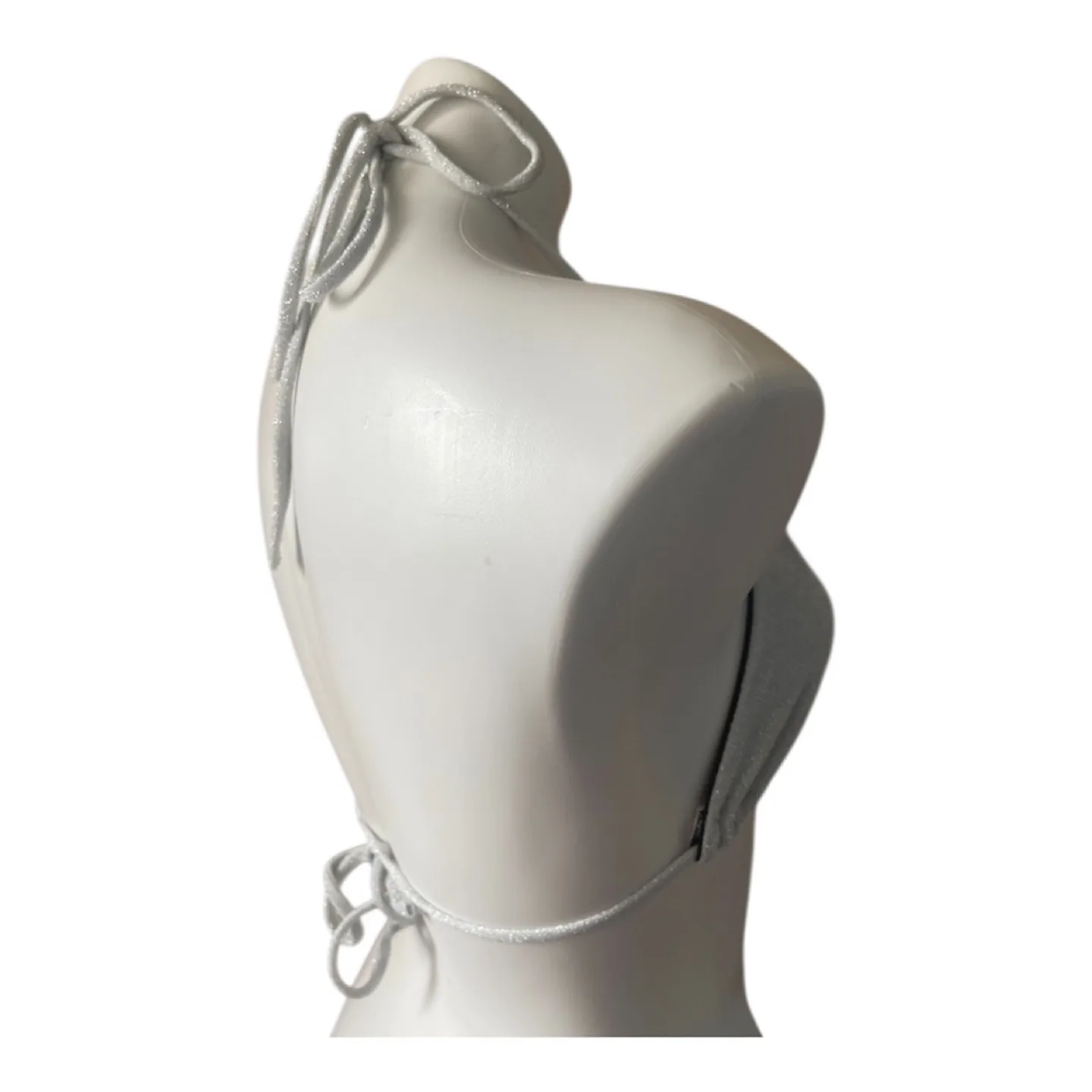 NWT Vintage 2000s Y2K Silver Glitter Bikini Top image indicator(6)