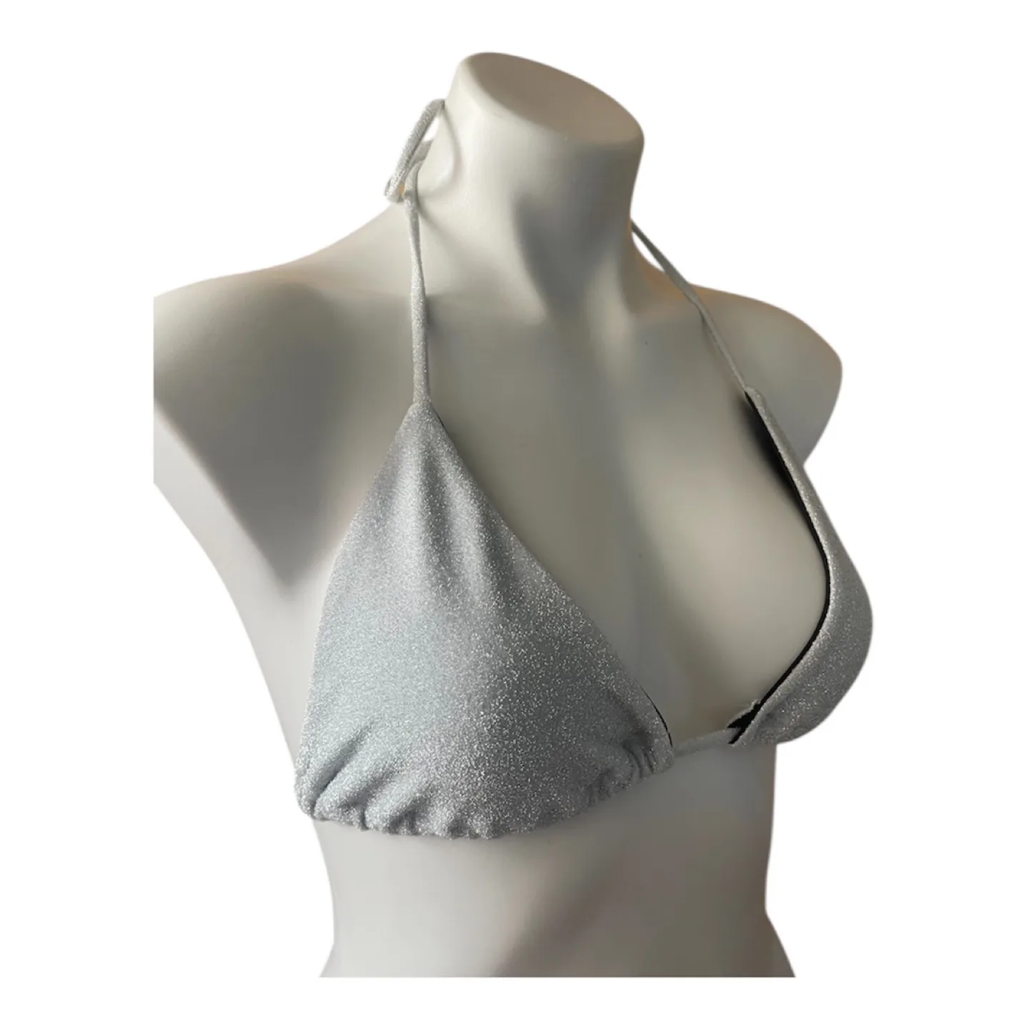 NWT Vintage 2000s Y2K Silver Glitter Bikini Top image indicator(2)