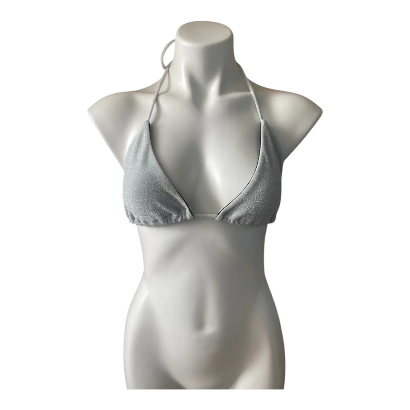NWT Vintage 2000s Y2K Silver Glitter Bikini Top image indicator(5)
