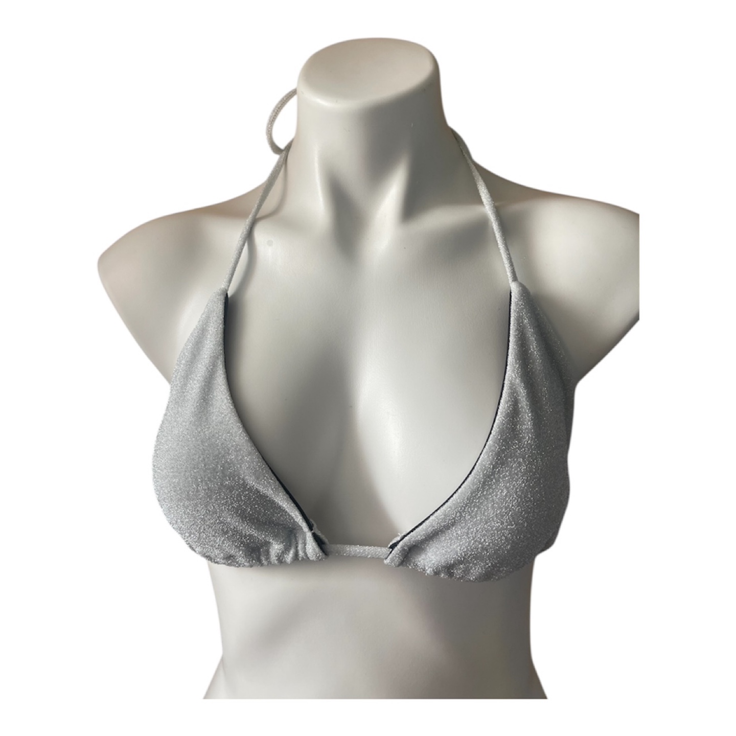 NWT Vintage 2000s Y2K Silver Glitter Bikini Top