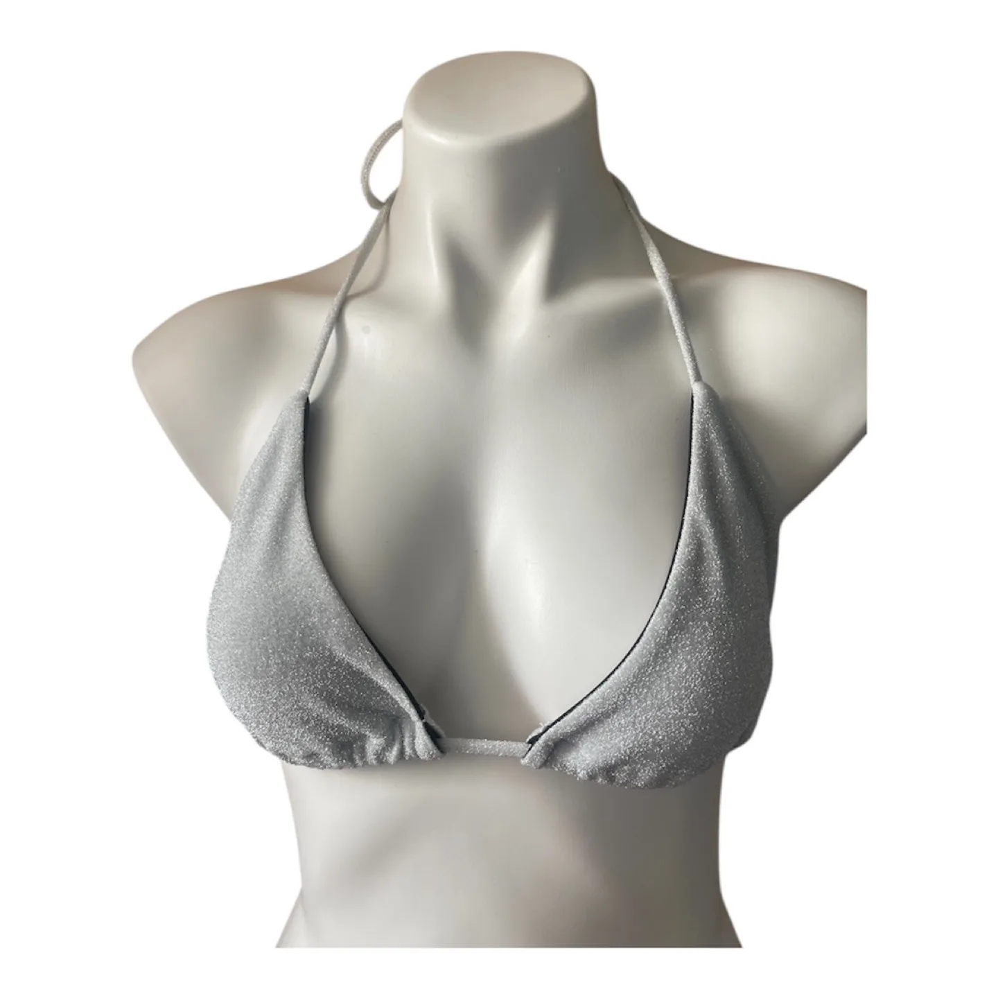 NWT Vintage 2000s Y2K Silver Glitter Bikini Top thumbnail