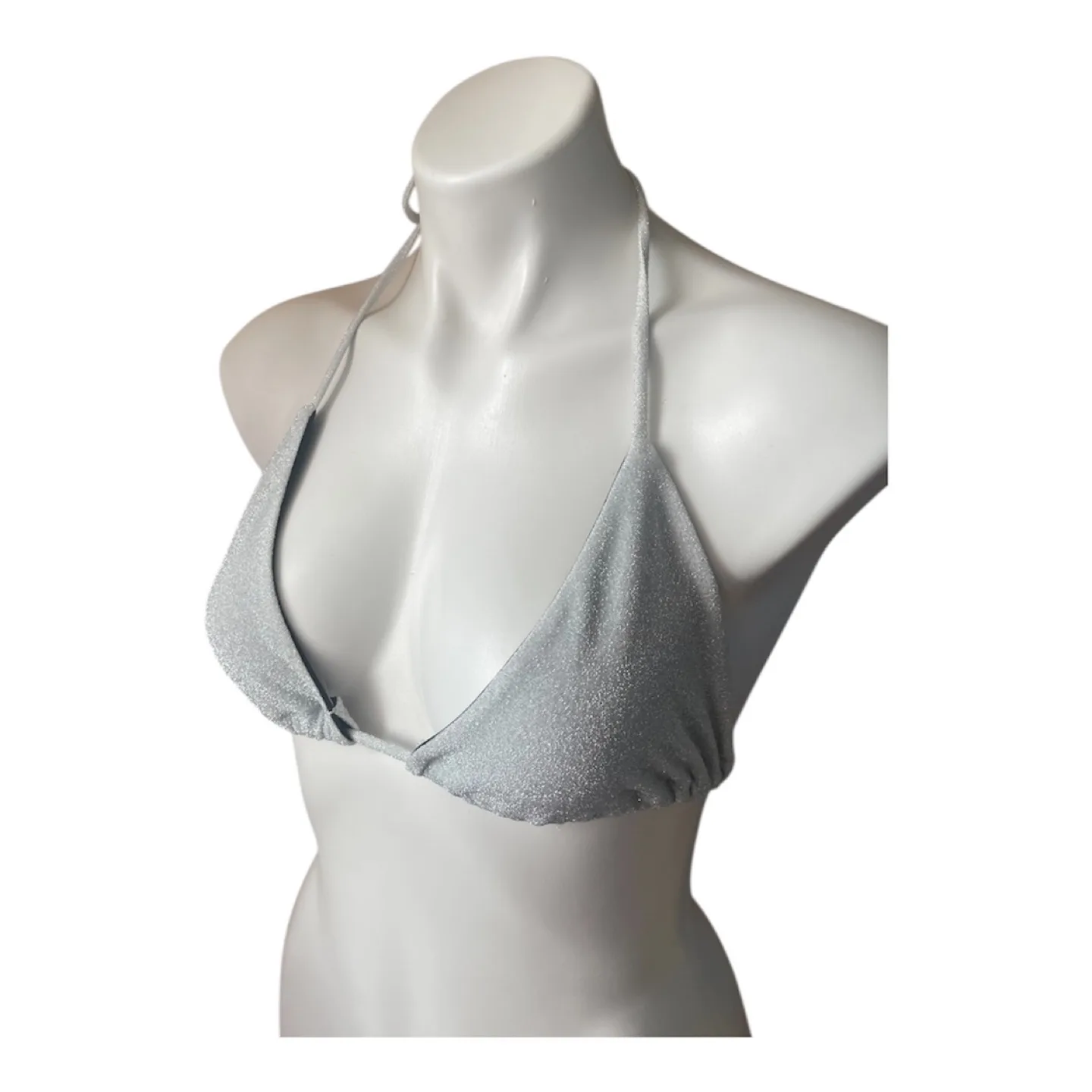 NWT Vintage 2000s Y2K Silver Glitter Bikini Top image indicator(4)