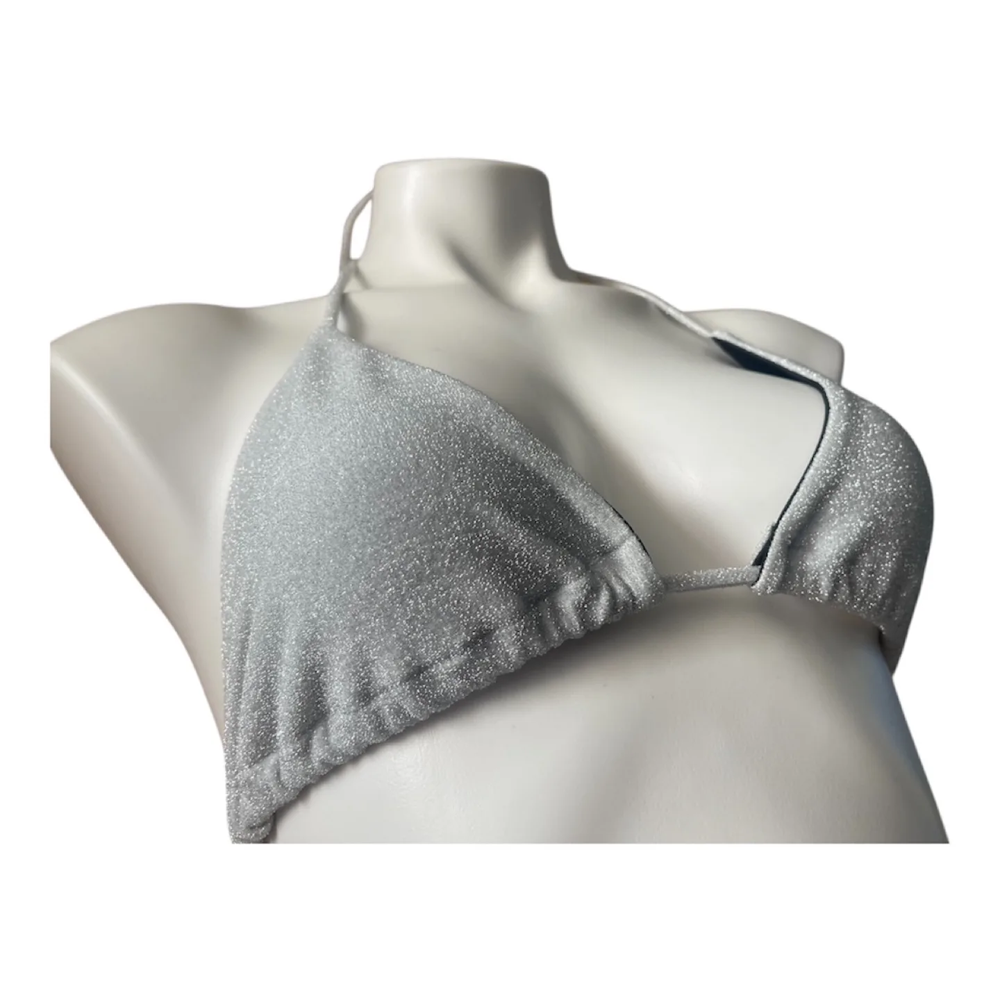 NWT Vintage 2000s Y2K Silver Glitter Bikini Top image indicator(8)