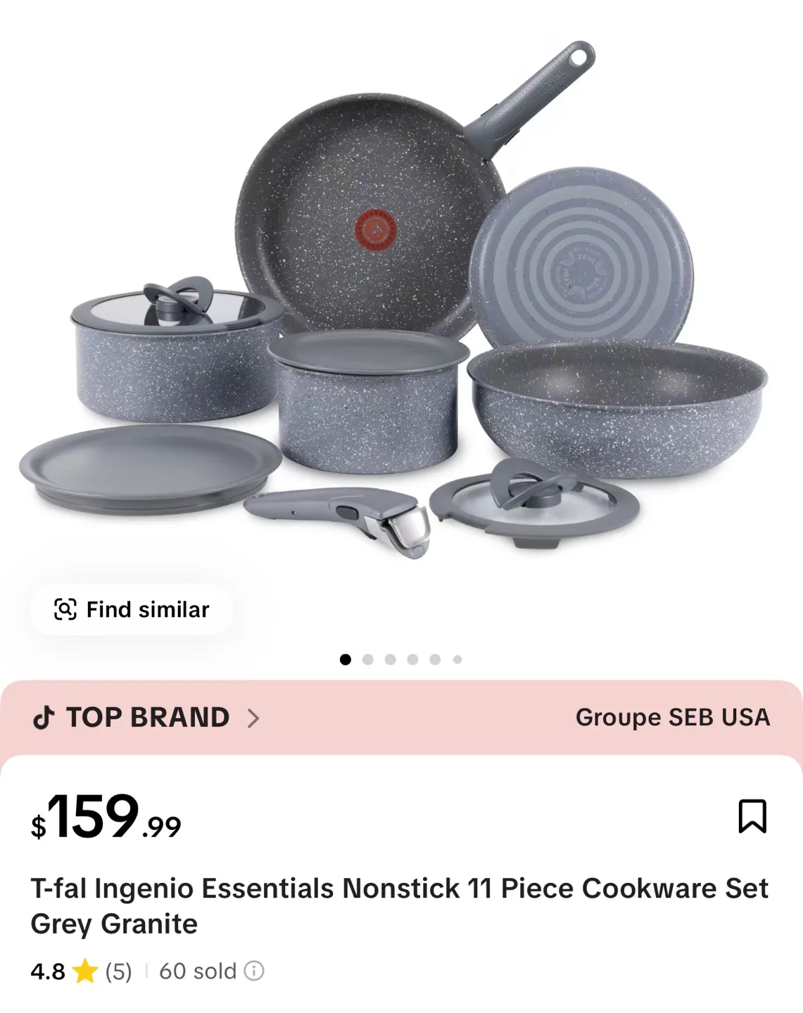 T-fal Ingenio Essentials 11-Piece Cookware Set - Grey Granite image indicator(3)